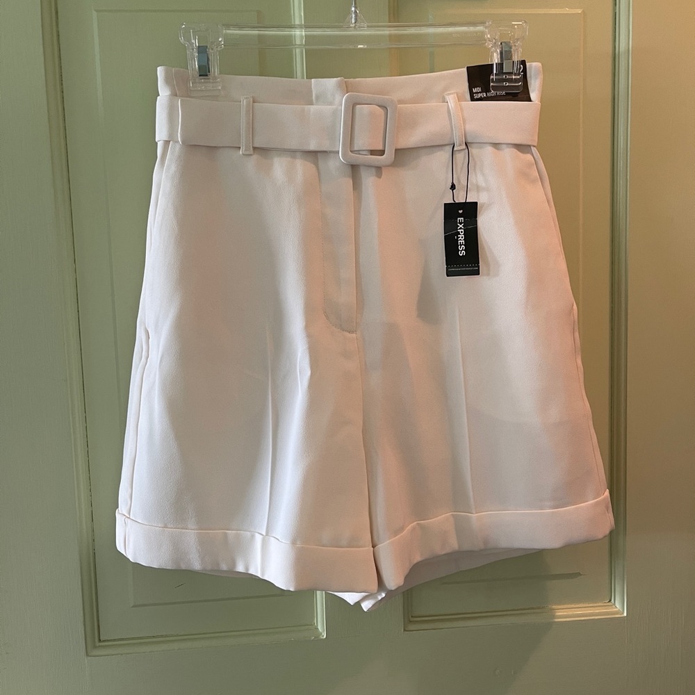 Ivory high-rise shorts